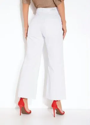 Sawary Jeans - Calça Branca Wide Leg Cropped Sawary - SAWARY JEANS