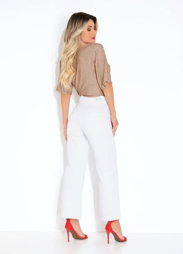 Sawary Jeans - Calça Branca Wide Leg Cropped Sawary 4