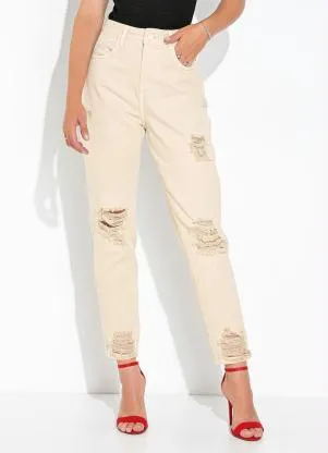 Sawary Jeans - Calça Branco Areia Mom Jeans - SAWARY JEANS