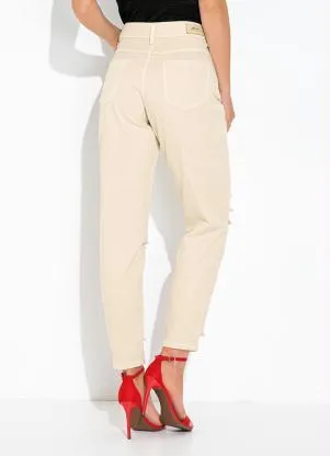 Sawary Jeans - Calça Branco Areia Mom Jeans - SAWARY JEANS