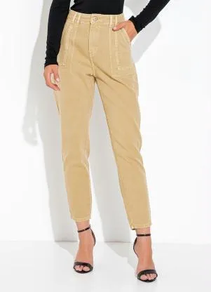 Sawary Jeans - Calça Cáqui Mom Jeans - SAWARY JEANS