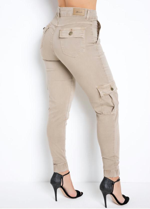 Sawary Jeans - Calça Cargo Jogger Sawary Bege com Bolsos 8