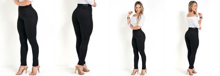 Cal�a Cigarrete Preta Sawary com Cinta e Bumbum