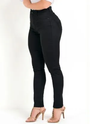 Sawary Jeans - Calça Cigarrete Preta Sawary com Cinta e Bumbum - SAWARY JEANS