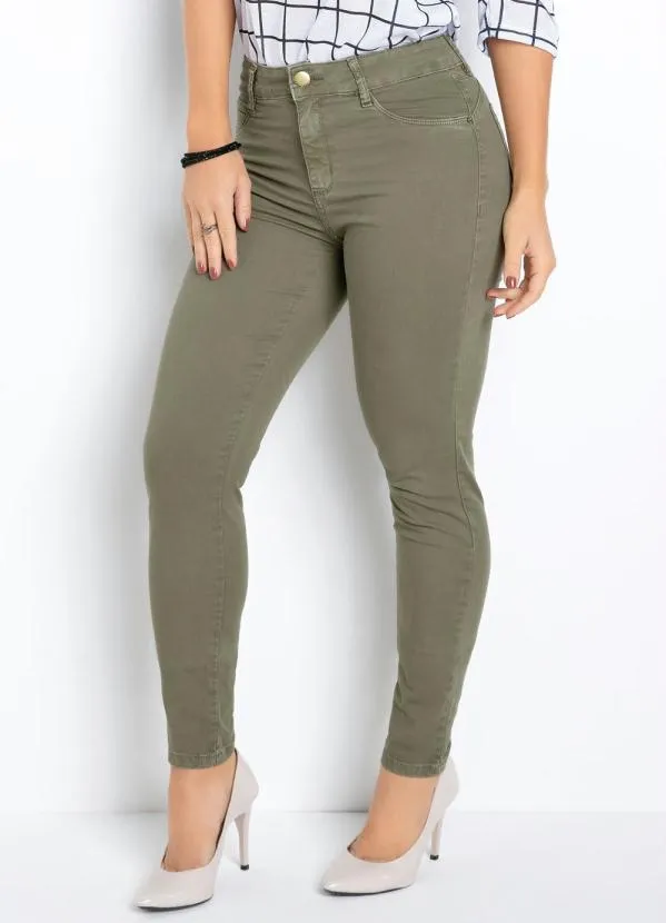 Sawary Jeans - Calça Cigarrete Verde Militar Sawary