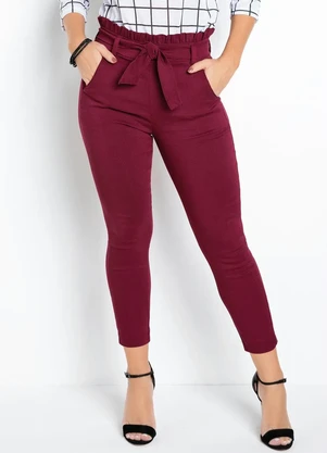 Sawary Jeans - Calça Clochard com Faixa Sawary Bordô - SAWARY JEANS