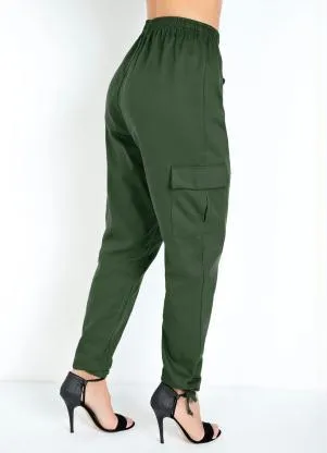 Rosalie - Calça com Bolsos Laterais e Amarrações Verde - ROSALIE
