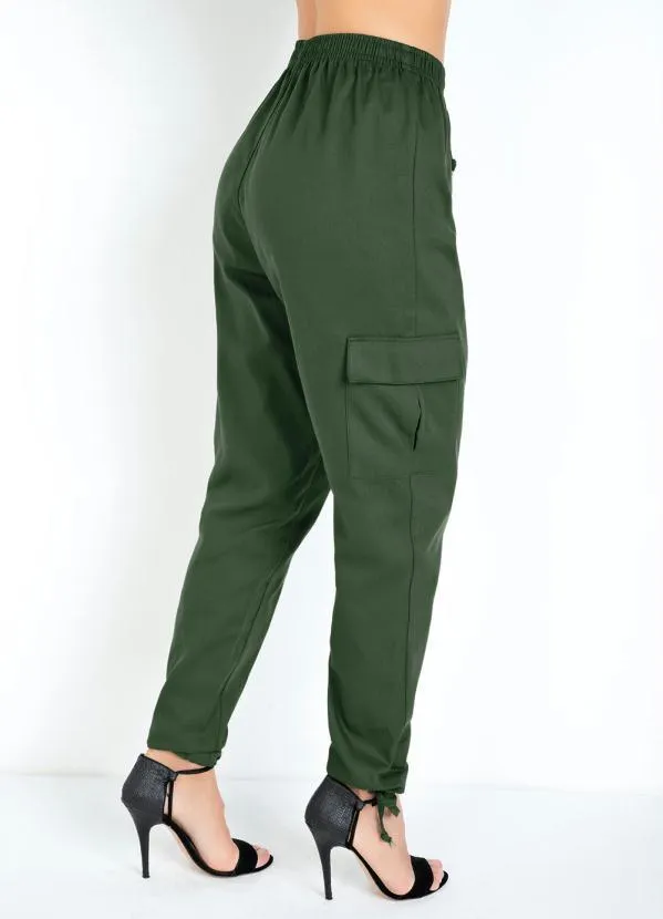 Rosalie - Calça com Bolsos Laterais e Amarrações Verde 2