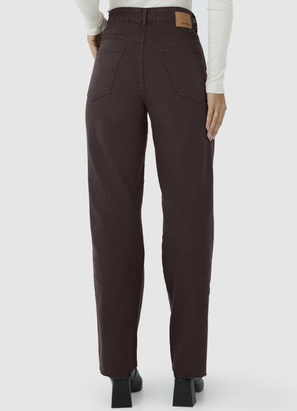 Malwee - Calça Cropped Cintura Alta em Sarja Marrom 2