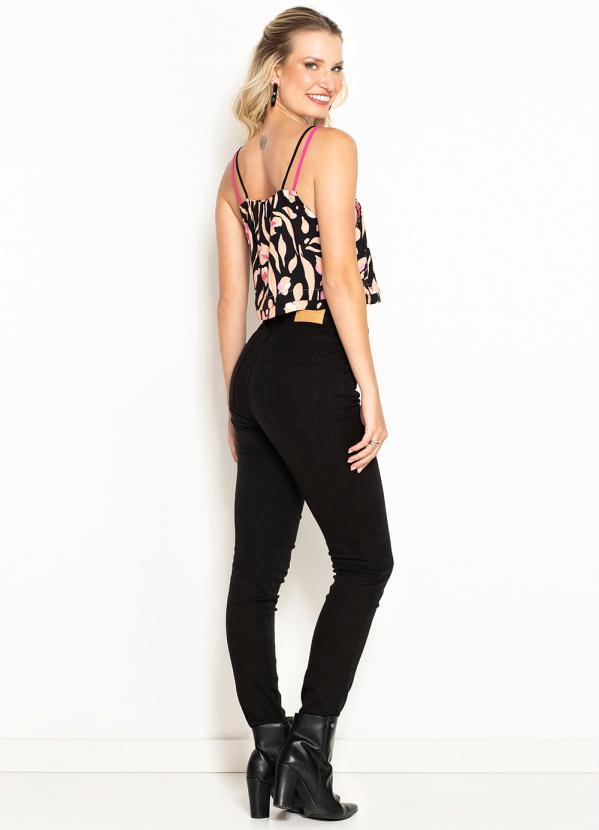 Maria Filó - Calça de Sarja Skinny Color Preta 4