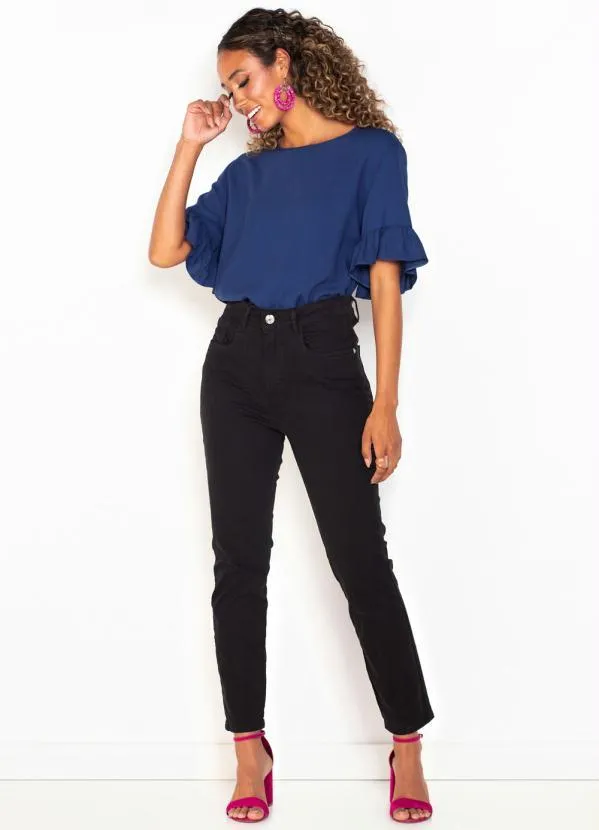 Lança Perfume - Calça de Sarja Vesta Ankle High Preto 3