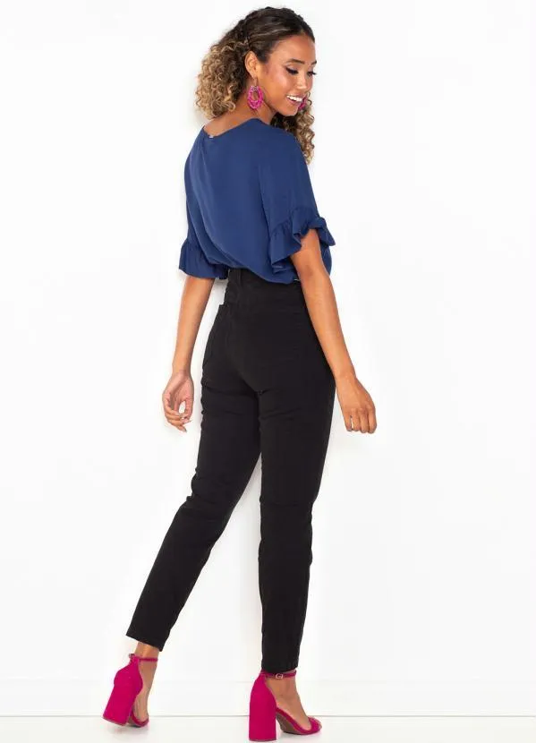 Lança Perfume - Calça de Sarja Vesta Ankle High Preto 4