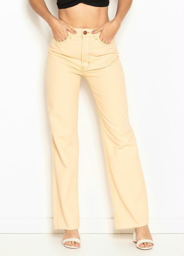 Maria Filó - Calça de Sarja Wide Leg Color Bege