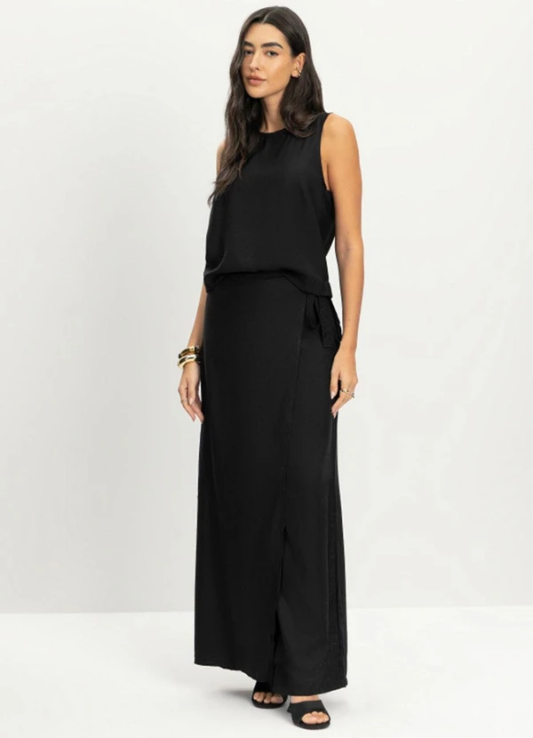 Essendi - Calça Feminina Envelope Sarjada Preto 2