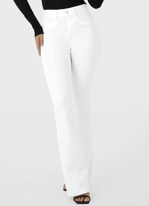 Malwee - Calça Flare em Sarja Cintura Alta Branco - MALWEE