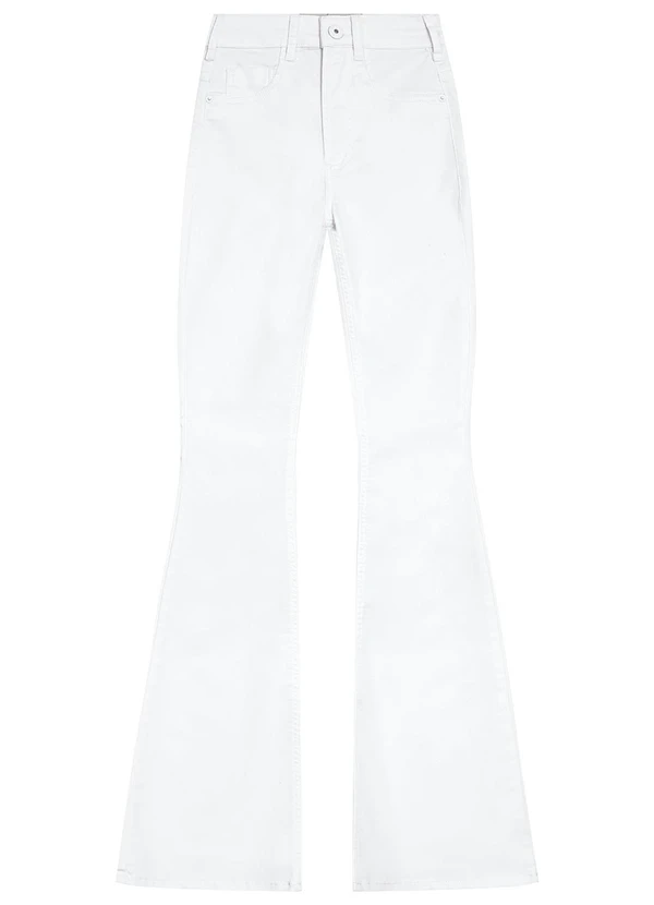 Malwee - Calça Flare em Sarja Cintura Alta Branco 5