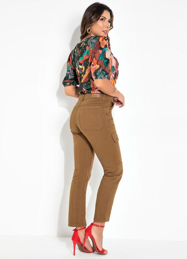 Queima Estoque - Calça Marrom com Bolsos Funcionais Sawary 5