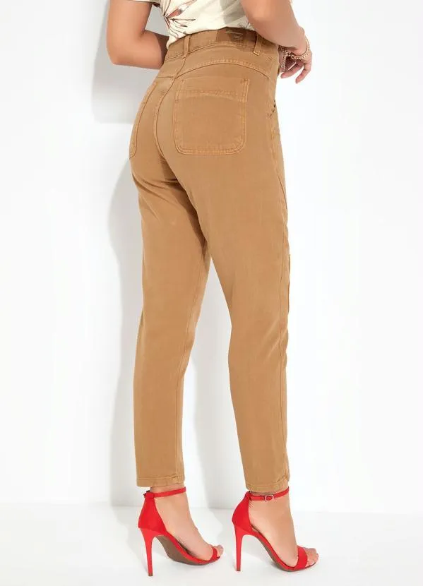 Sawary Jeans - Calça Marrom Mom Jeans com Recortes Sawary 2