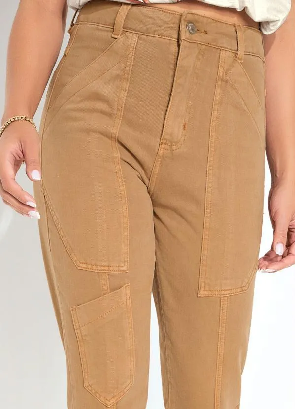 Sawary Jeans - Calça Marrom Mom Jeans com Recortes Sawary 3