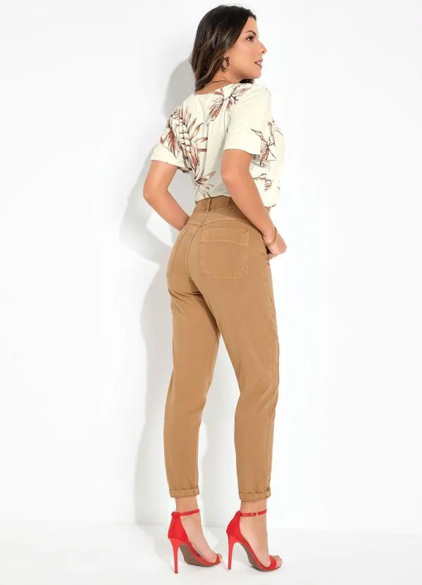 Sawary Jeans - Calça Marrom Mom Jeans com Recortes Sawary 5