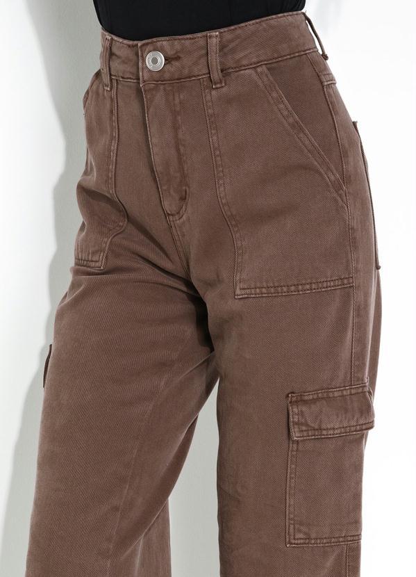 Sawary Jeans - Calça Marrom Wide Leg com Bolsos Cargo Sawary 3