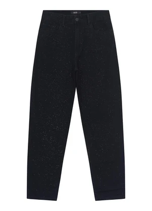 Enfim - Calça Mom Cintura Alta com Glitter Preto - ENFIM