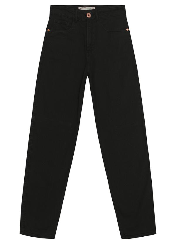 Malwee - Calça Mom Cintura Alta em Sarja Preto