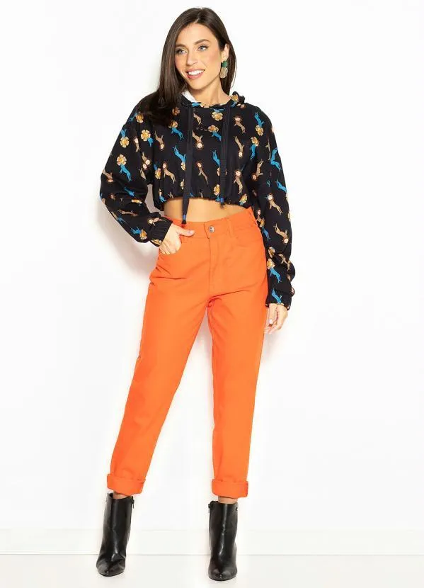 Colcci - Calça Mom de Sarja Laranja 3