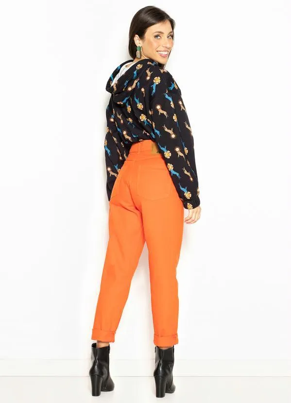 Colcci - Calça Mom de Sarja Laranja 4