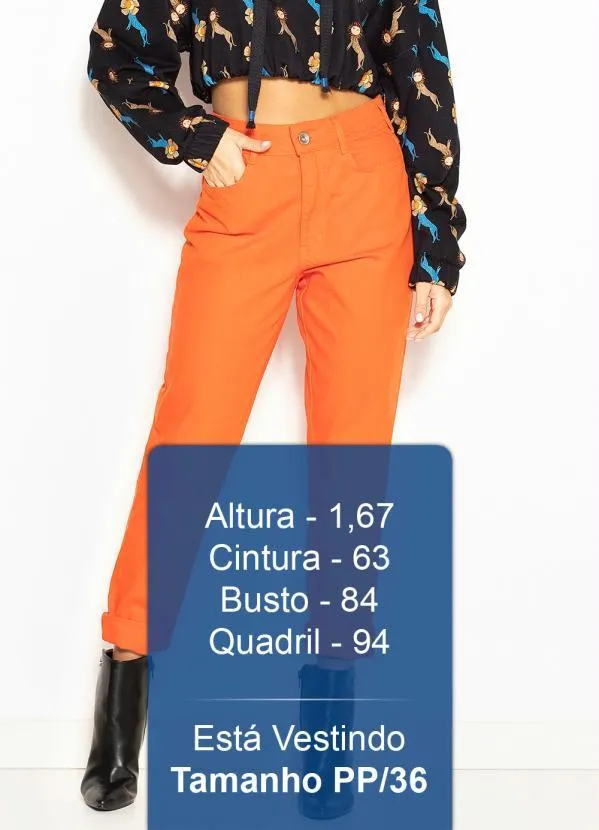 Colcci - Calça Mom de Sarja Laranja 5