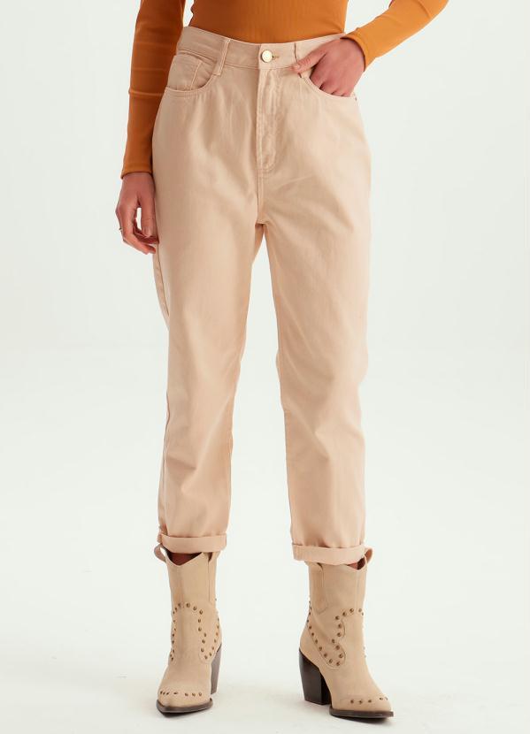 Lança Perfume - Calça Mom de Sarja Super High Bege
