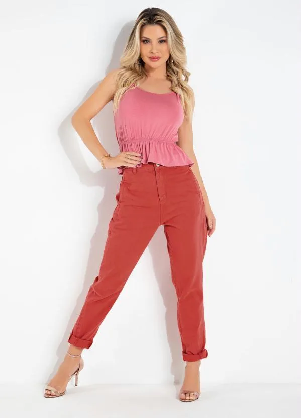 Sawary Jeans - Calça Mom Jeans Vermelha Sawary 3