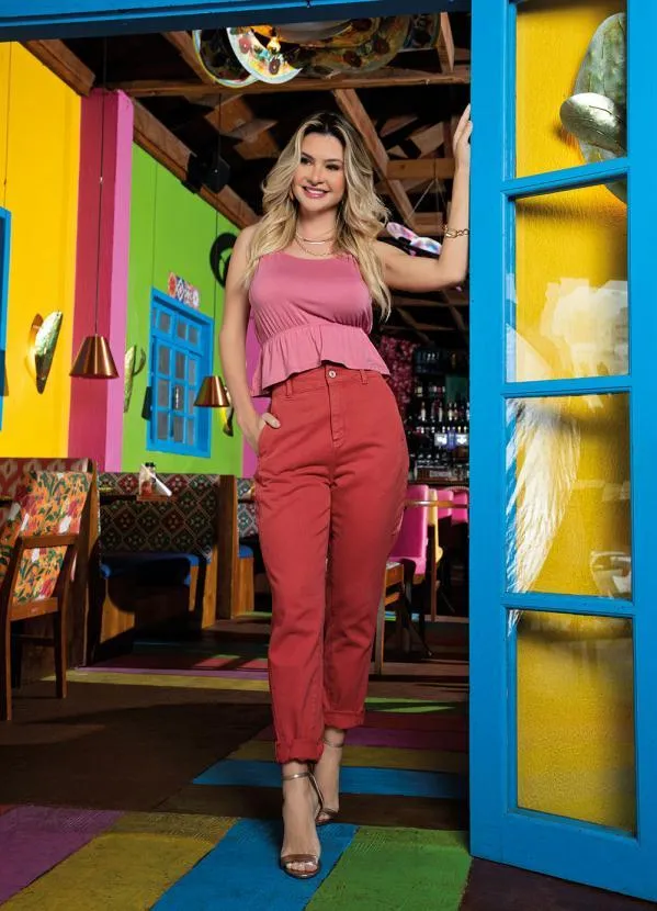 Sawary Jeans - Calça Mom Jeans Vermelha Sawary 5