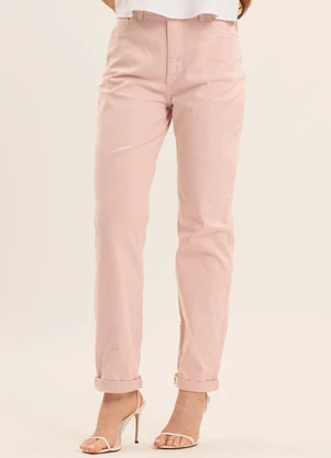 Doce Trama - Calça Mom Oliva em Sarja Rosa - DOCE TRAMA