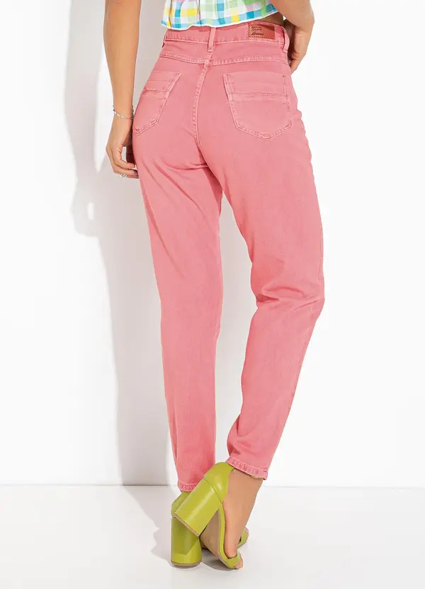 Sawary Jeans - Calça Mom Rosa em Sarja 2