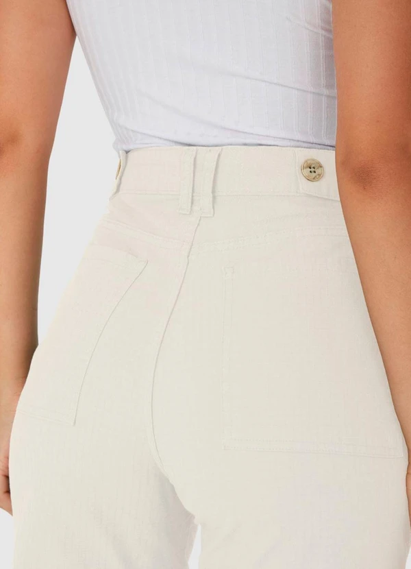 Malwee - Calça Off White Carrot Cintura Alta em Sarja 5