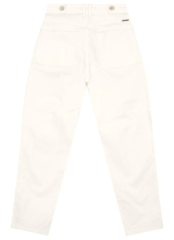 Malwee - Calça Off White Carrot Cintura Alta em Sarja 7