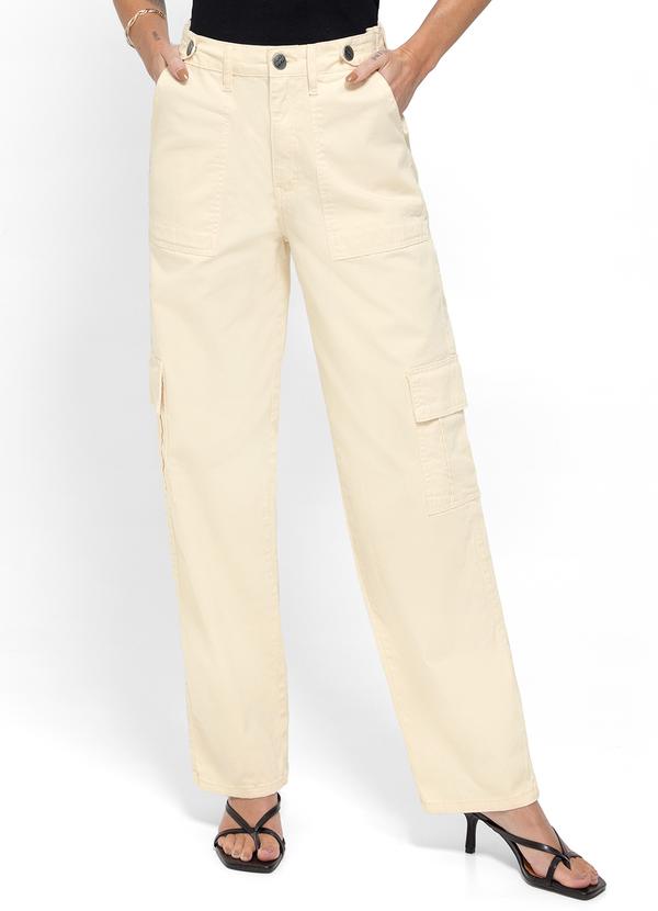 Enfim - Calça Off White Reta 90'S Cargo em Sarja