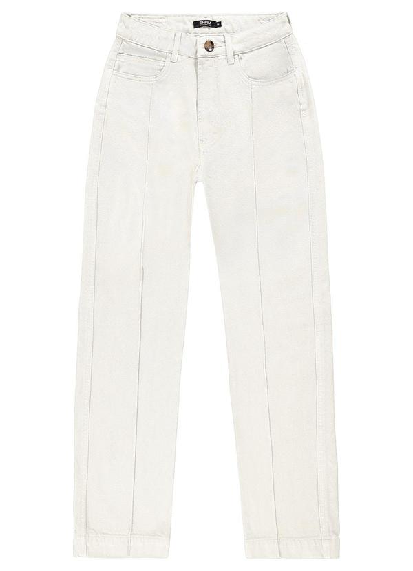 Enfim - Calça Off White Reta em Sarja Cintura Alta 3