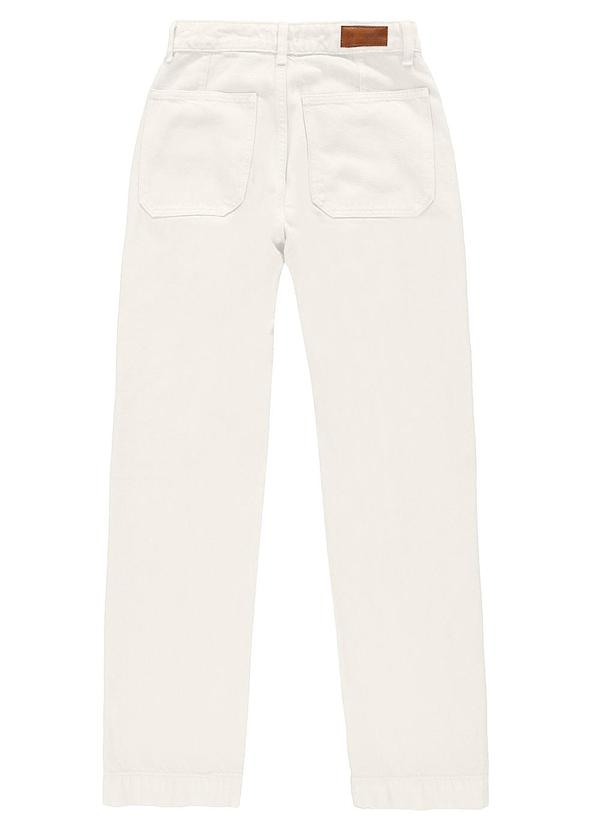 Enfim - Calça Off White Reta em Sarja Cintura Alta 4