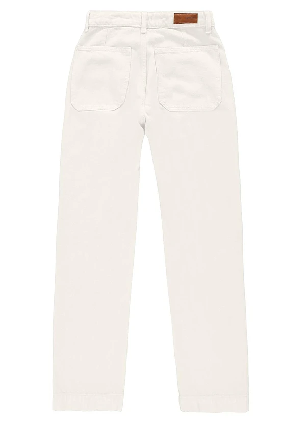 Enfim - Calça Off White Reta em Sarja Cintura Alta 4
