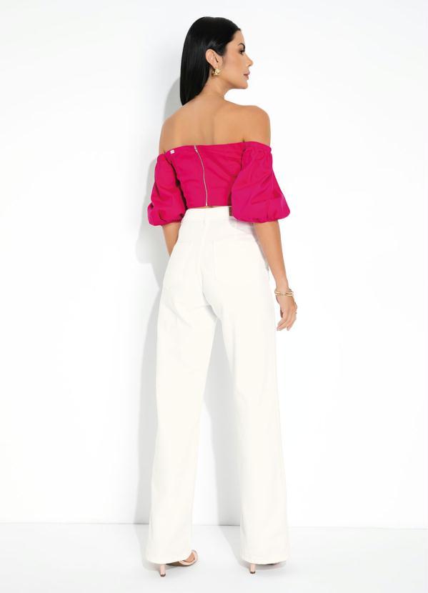 Sawary Jeans - Calça Off White Wide Leg Sawary 4