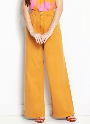 Dzarm - Calça Pantalona de Sarja Laranja - DZARM