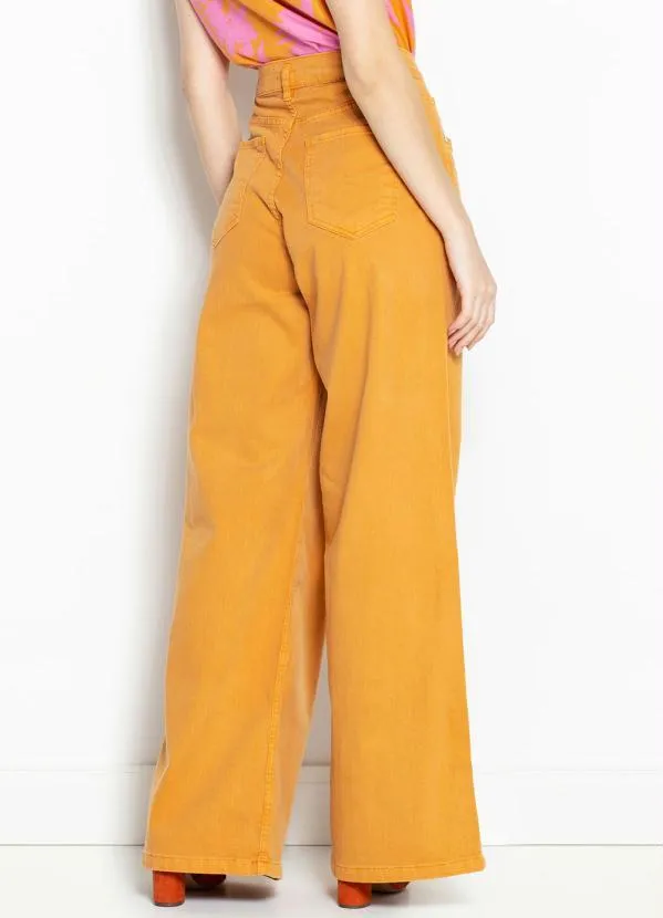 Dzarm - Calça Pantalona de Sarja Laranja 2