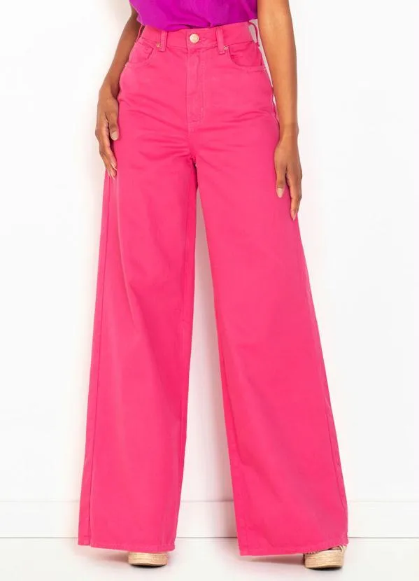 Forum - Calça Pantalona de Sarja Thais Rosa