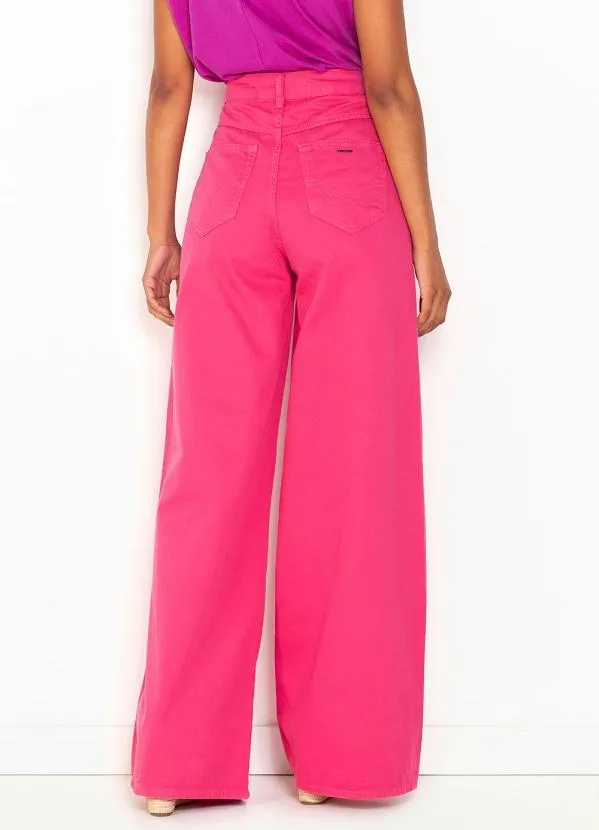Forum - Calça Pantalona de Sarja Thais Rosa 2