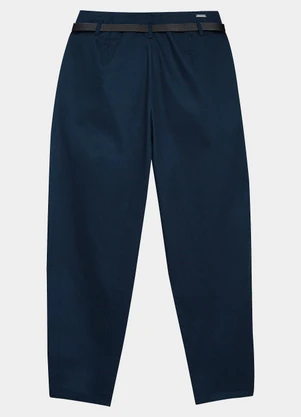 Enfim - Calça Paper Bag Sarjada Azul Marinho - ENFIM
