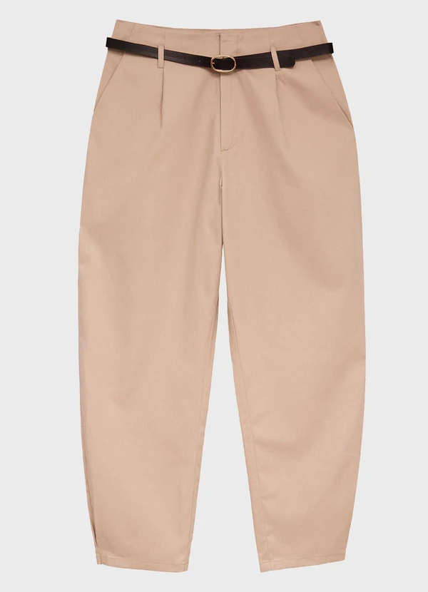 Enfim - Calça Paper Bag Sarjada Bege 3