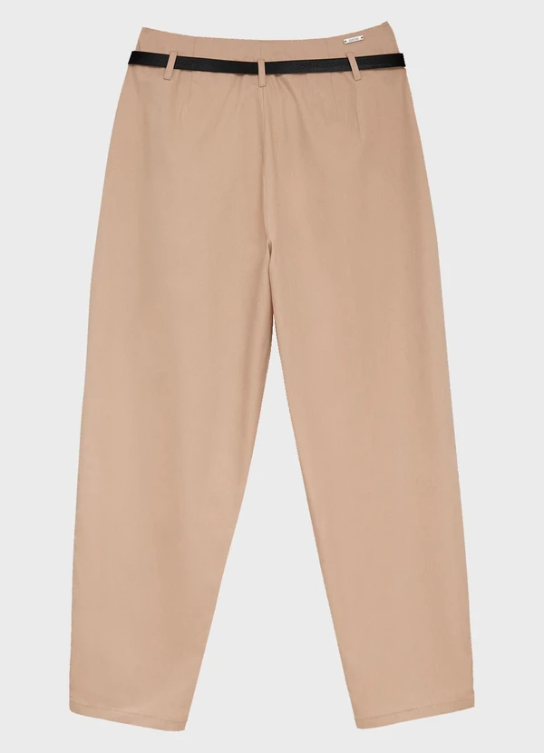 Enfim - Calça Paper Bag Sarjada Bege 4