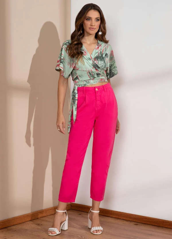 Quintess - Calça Pink Reta com Pregas e Bolsos 6